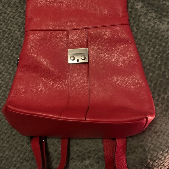 Vera Pelle Red Leather Purse Bookbag - Picture 3 of 9